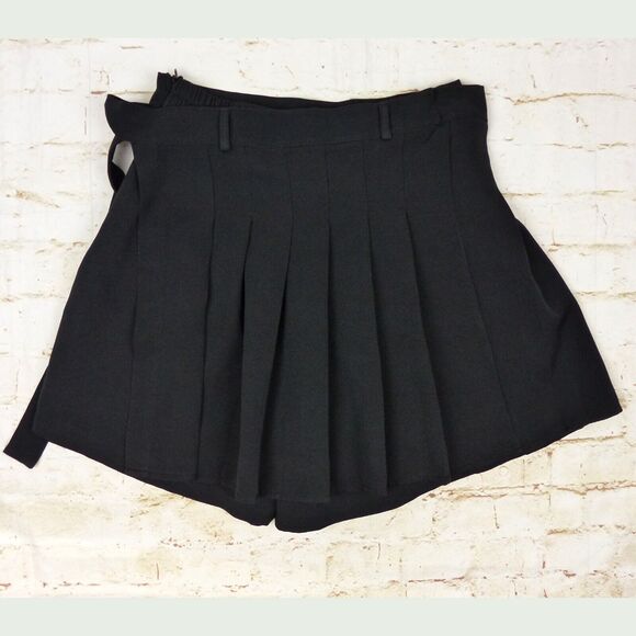 Pleated Mini Skort Skirt Women L Side Plastic Release Buckle Punk Goth Tennis - Picture 6 of 8